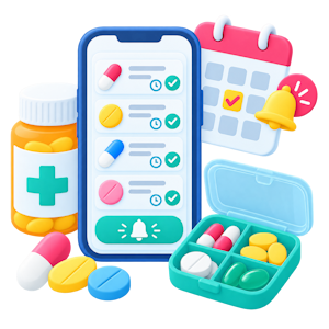 Mobile screen showing the Calcium app's HealthIndex interface with a score of 107, surrounded by icons representing different health metrics like activity, heart rate, temperature, and goals. Below, a progress card for 'Week 1 with your calcium coach' and a 'Get Connected' section are visible.